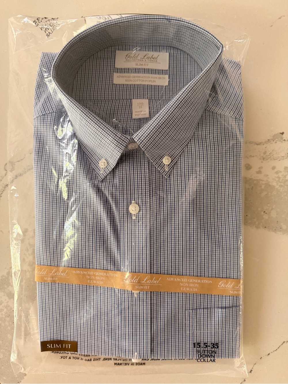 Gold Label Slim Fit Light Blue Micro-Check Dress Shirt